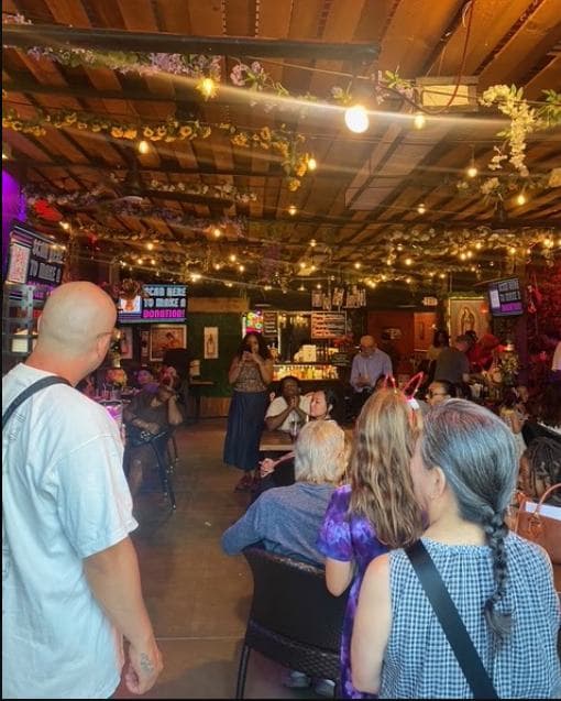 Community gathering with music and entertainment